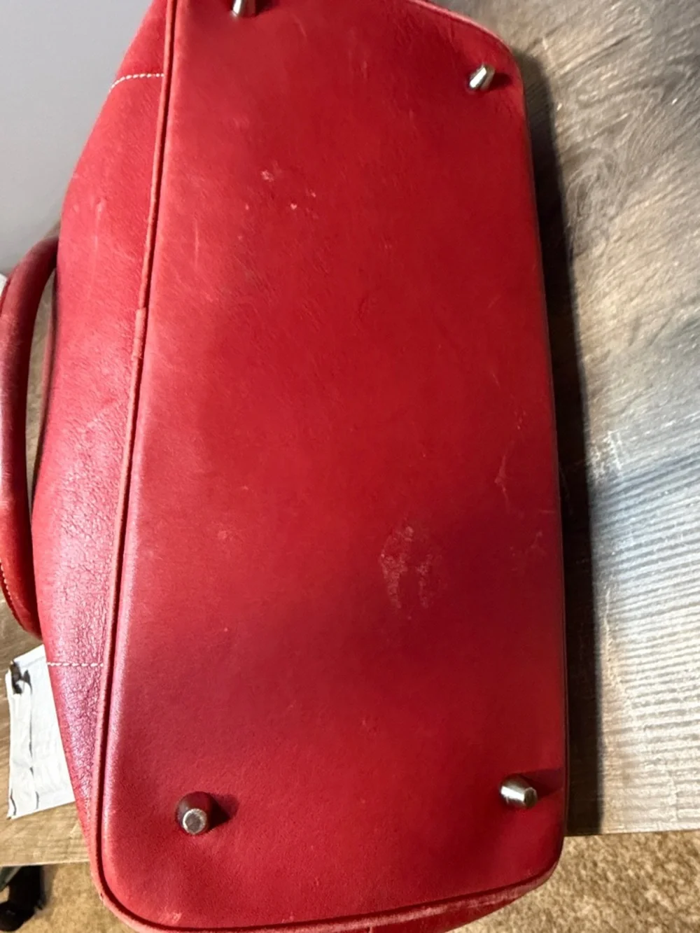 Coach Red Leather Tote with Signature Hangtag